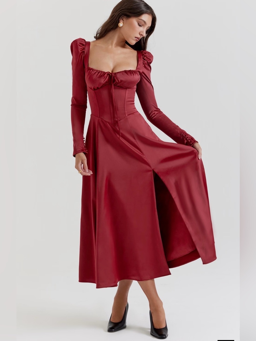 House of CB Sebille ruby corset midi dress